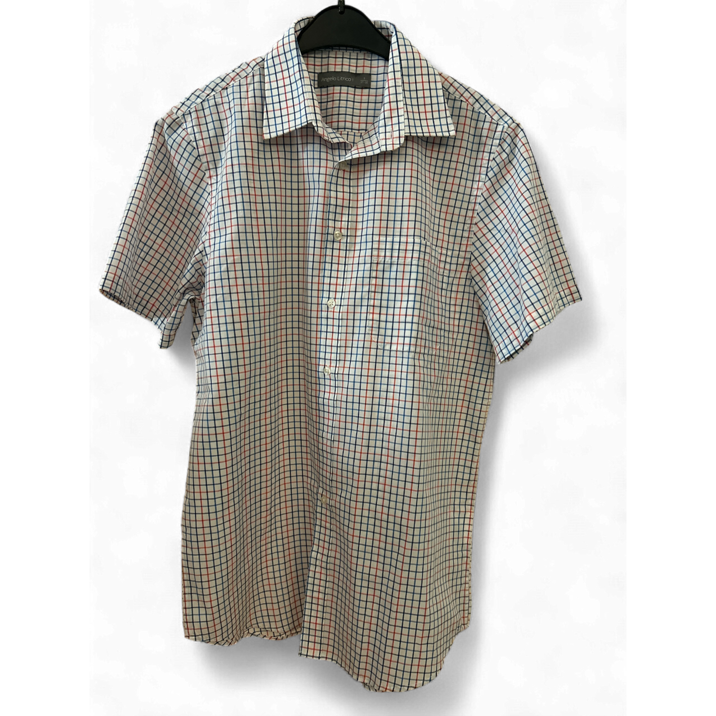 ANGELO LITRICO - Kurzarm-Hemd - Gr. S, Karomuster in Weiß