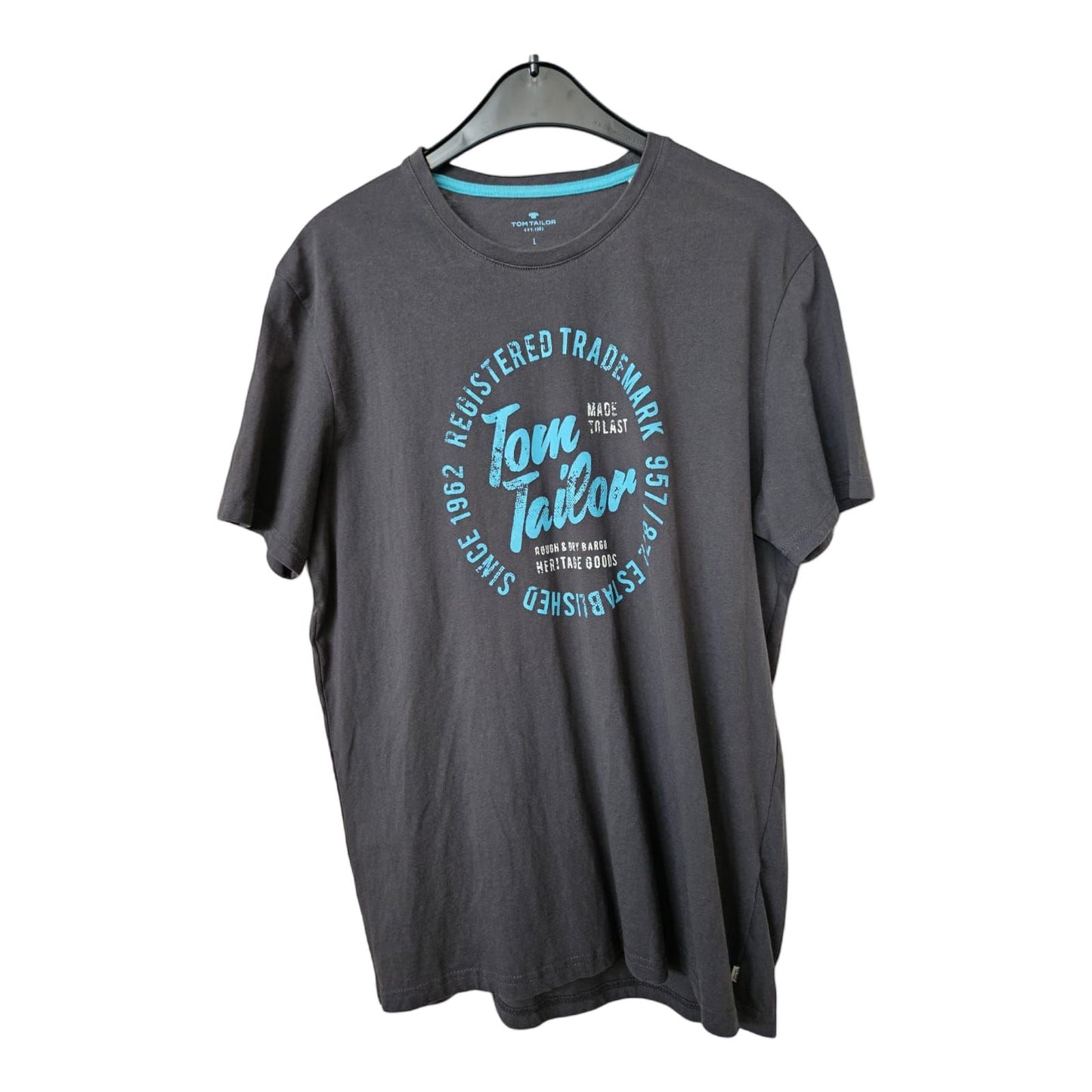 TOM TAILOR -  Kurzarm - T-Shirt - Gr. L, dunkelgrau mit Print