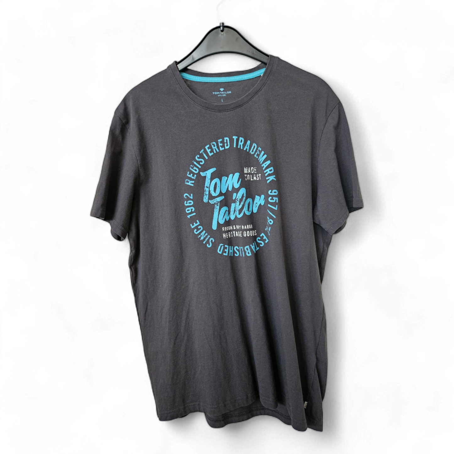 TOM TAILOR -  Kurzarm - T-Shirt - Gr. L, dunkelgrau mit Print