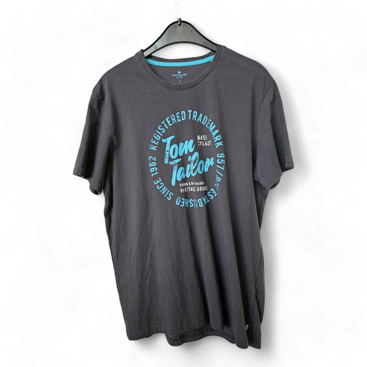 TOM TAILOR -  Kurzarm - T-Shirt - Gr. L, dunkelgrau mit Print
