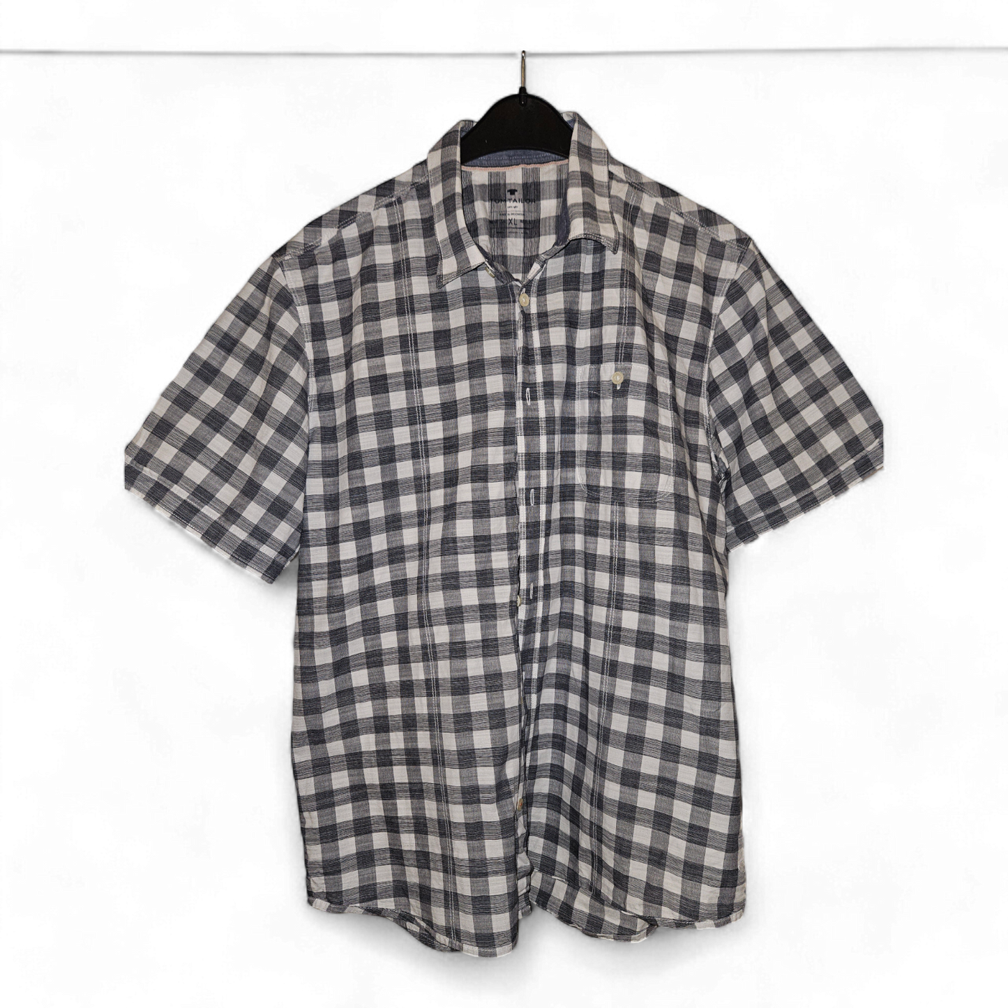 TOM TAILOR - Kurzarm-Hemd - Gr. XL - grau kariert