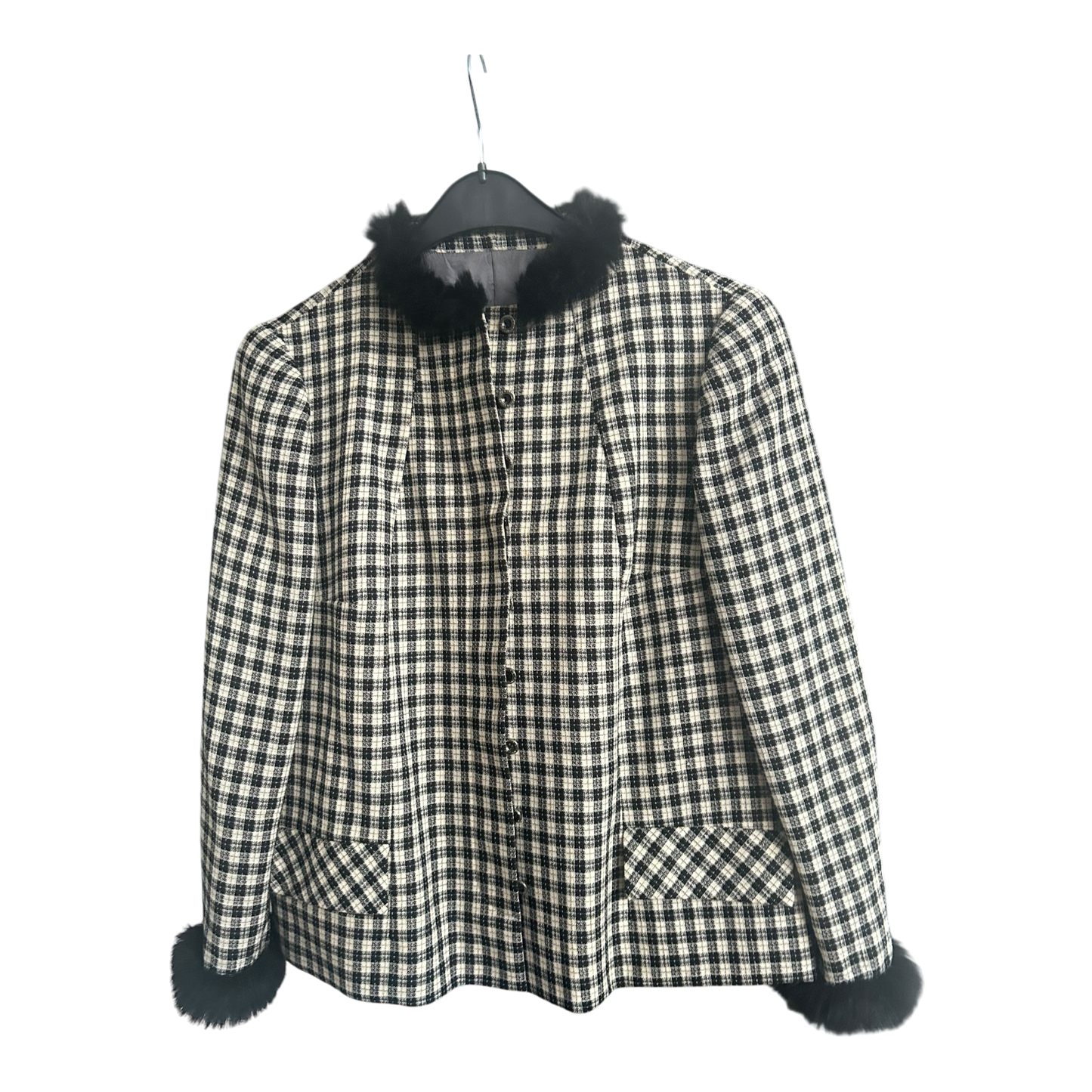 Pure Panda Damenblazer schwarz-weiß kariert Größe M
