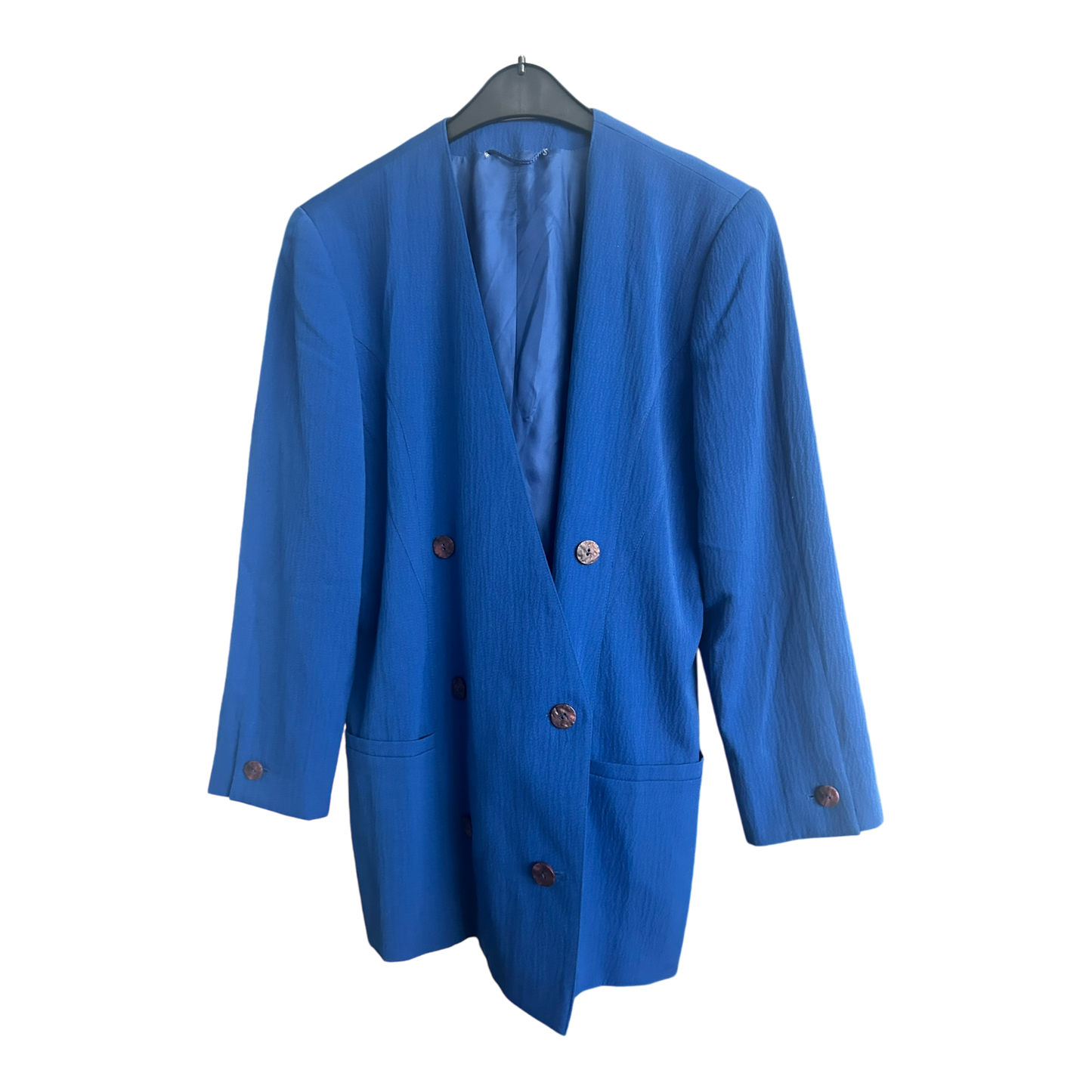 Vintage Kultblazer Schurwolle 2-reihig blau Größe 40