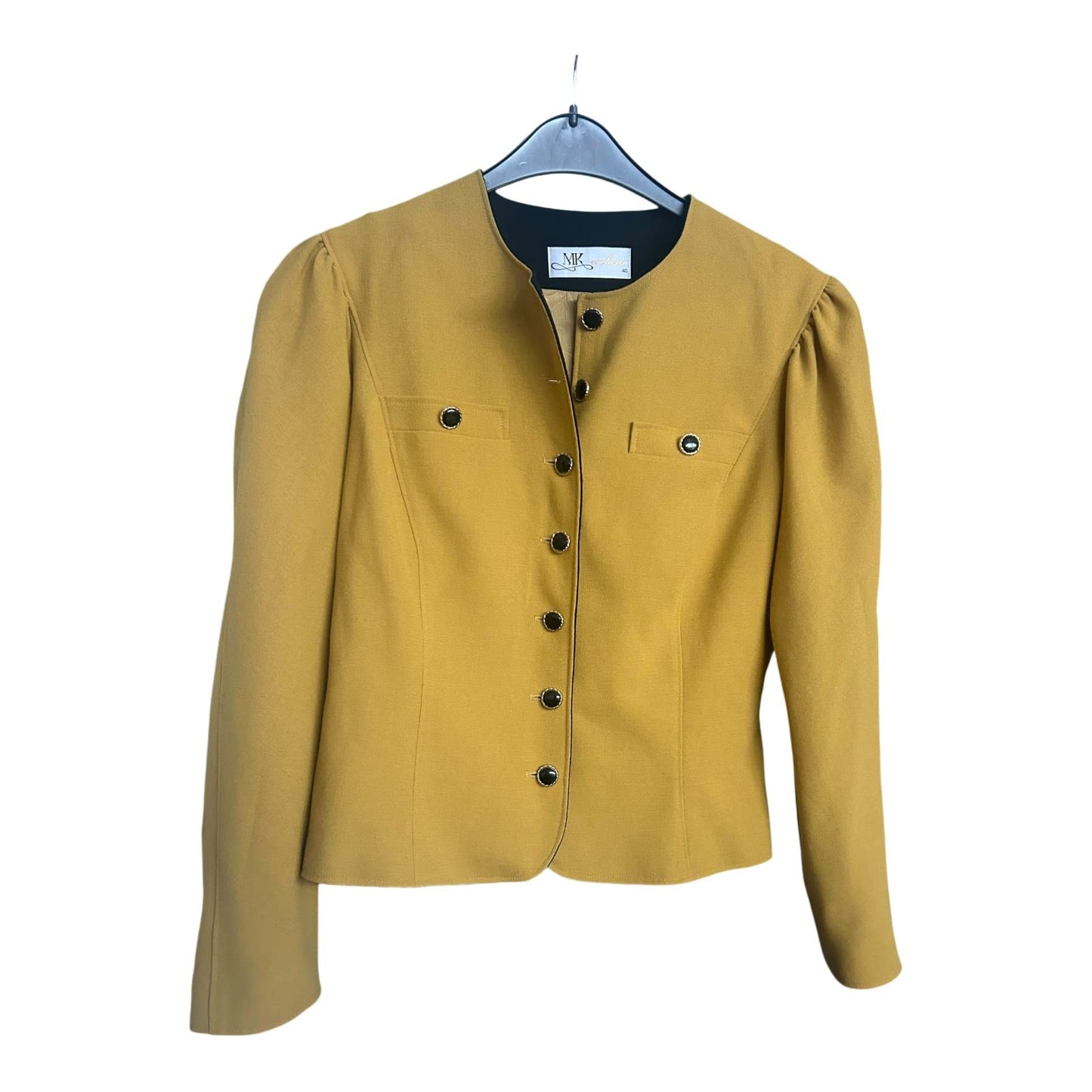 Vintage Damenblazer edel 1-reihig senfgelb Größe 40