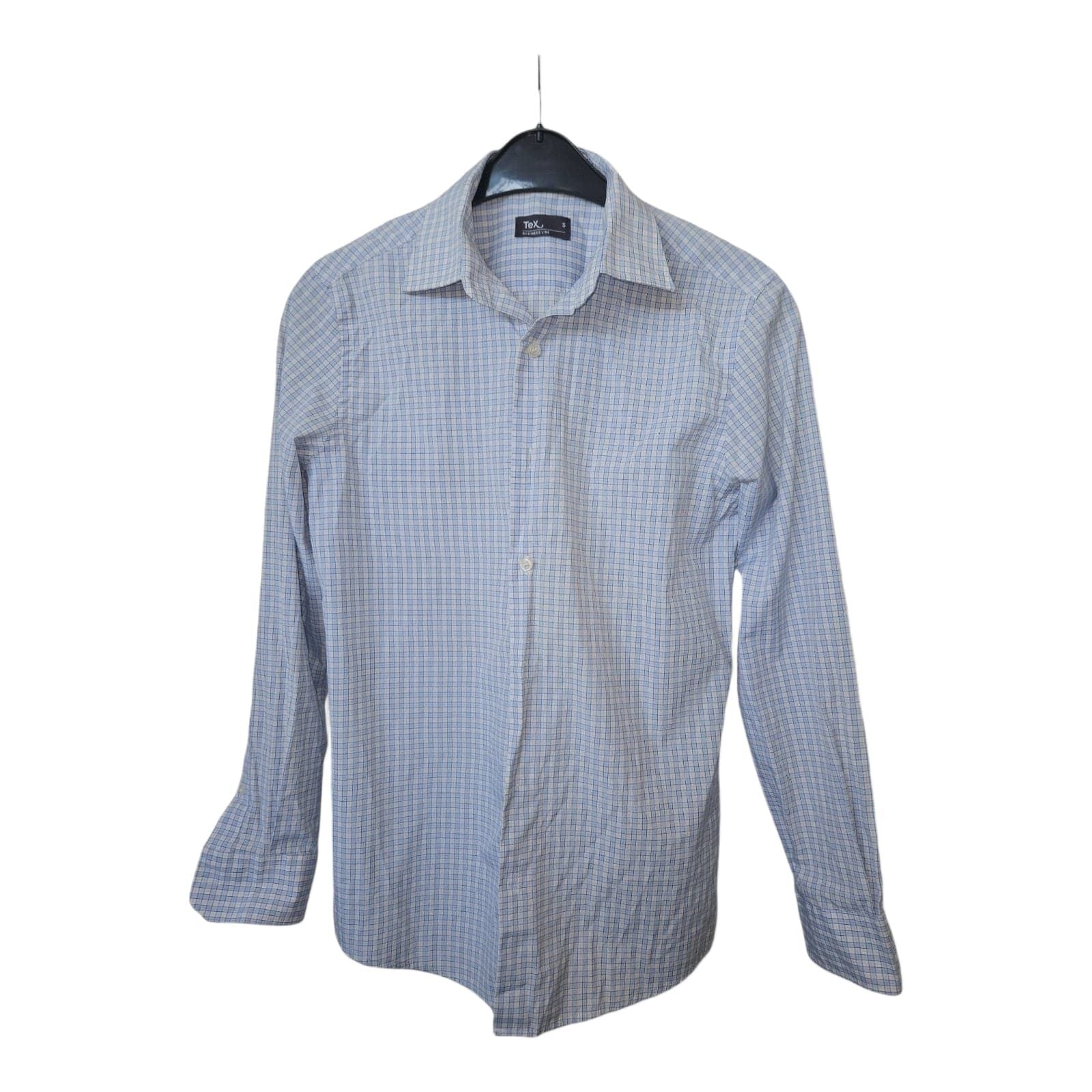 TEX business line - Langarm-Hemd - Gr. S - weiß-blau kariert