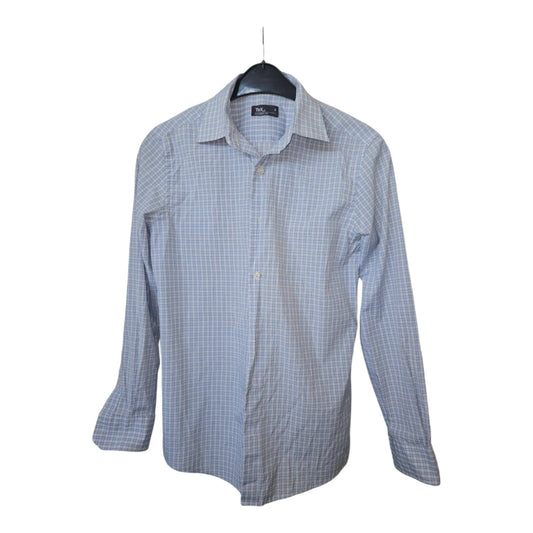 TEX business line - Langarm-Hemd - Gr. S - weiß-blau kariert
