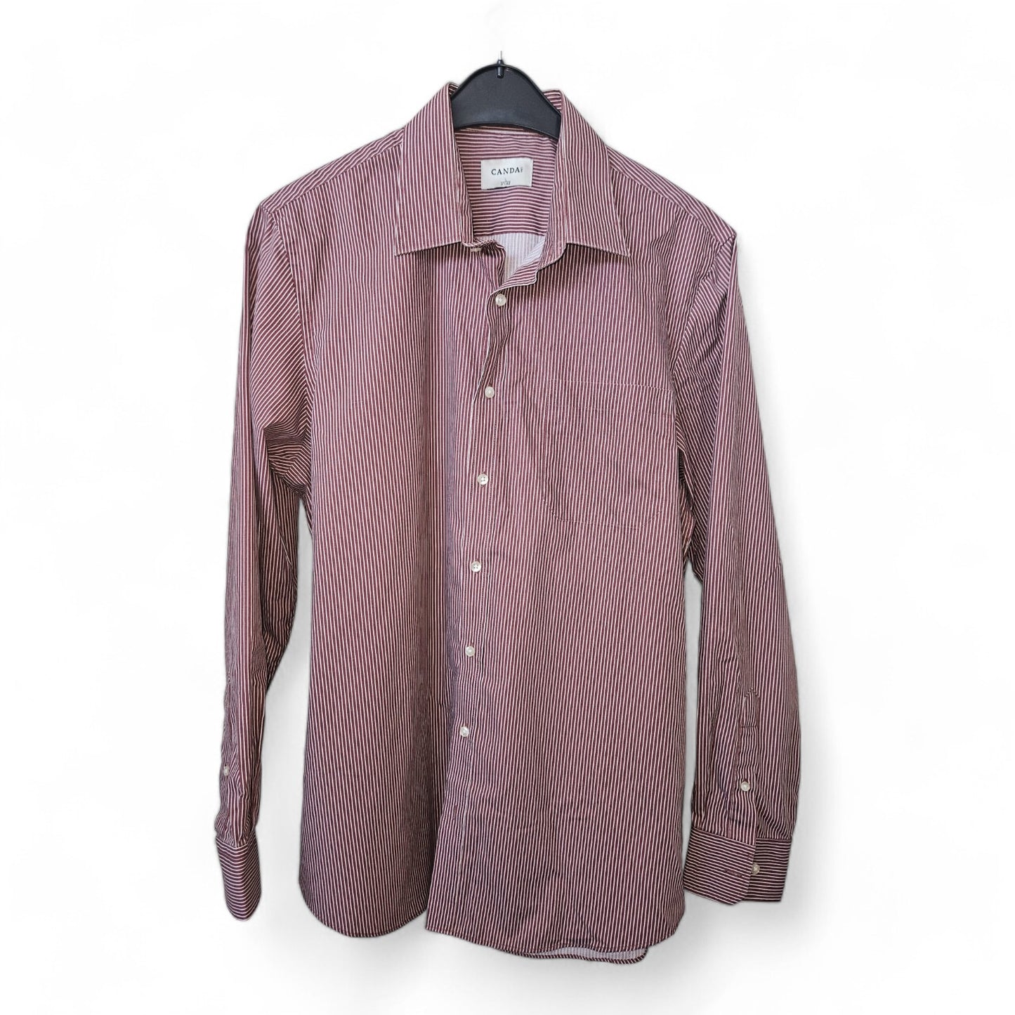 Canda - Langarm-Hemd - Gr. 41/42 - rot, weiß gestreift