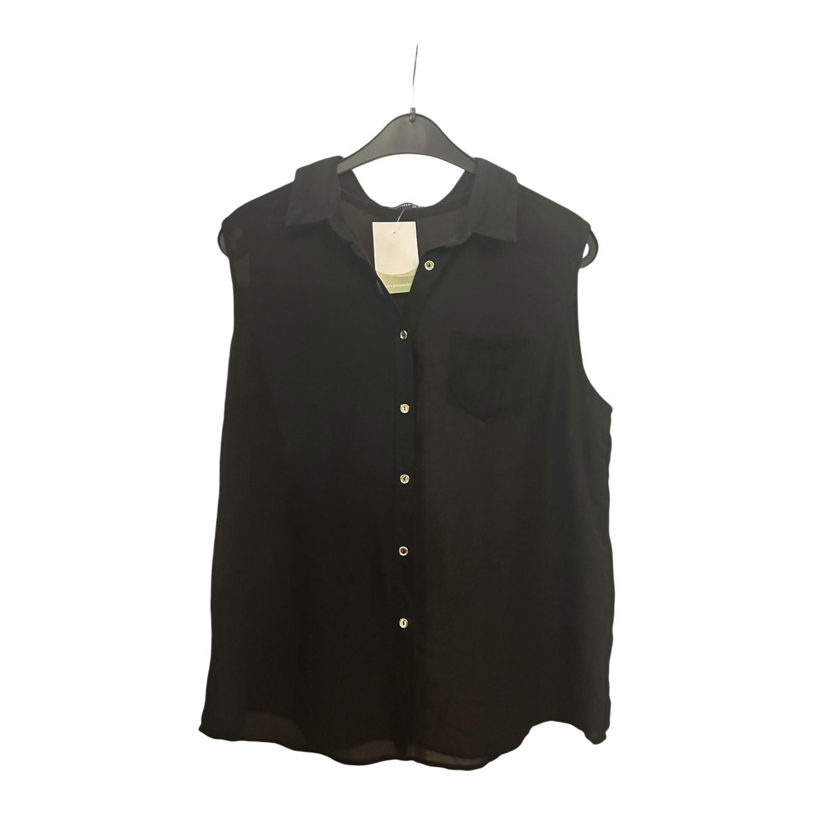 Bluse Damen Gr 44 Schwarz Transparent Leicht Festlich Langarm Look