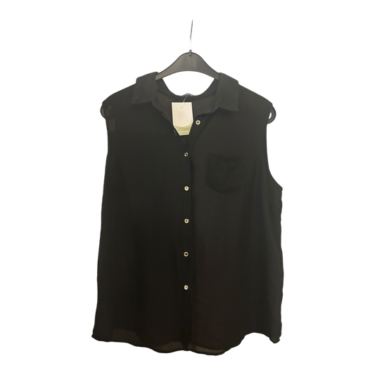 Bluse Damen Gr 44 Schwarz Transparent Leicht Festlich Langarm Look