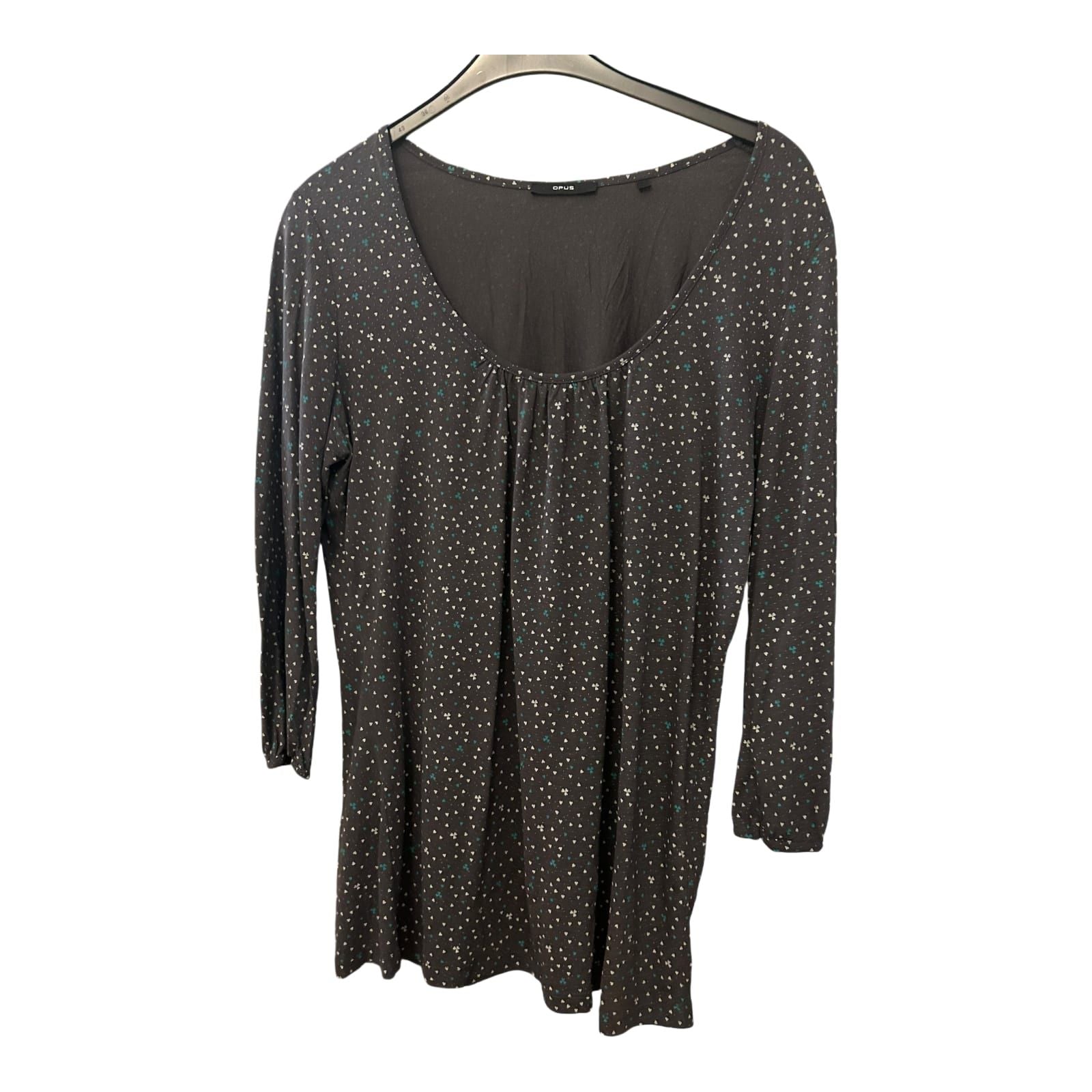 Opus Langarm-Shirt dunkelgrau mit Muster Größe 44