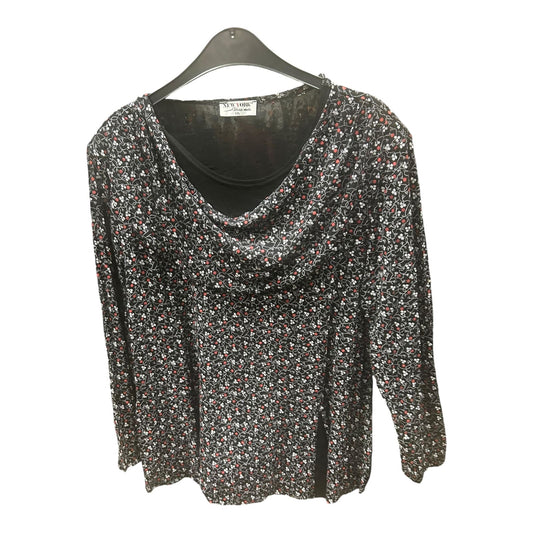 New York Bluse schwarz mit Blumenmuster Größe XXL
