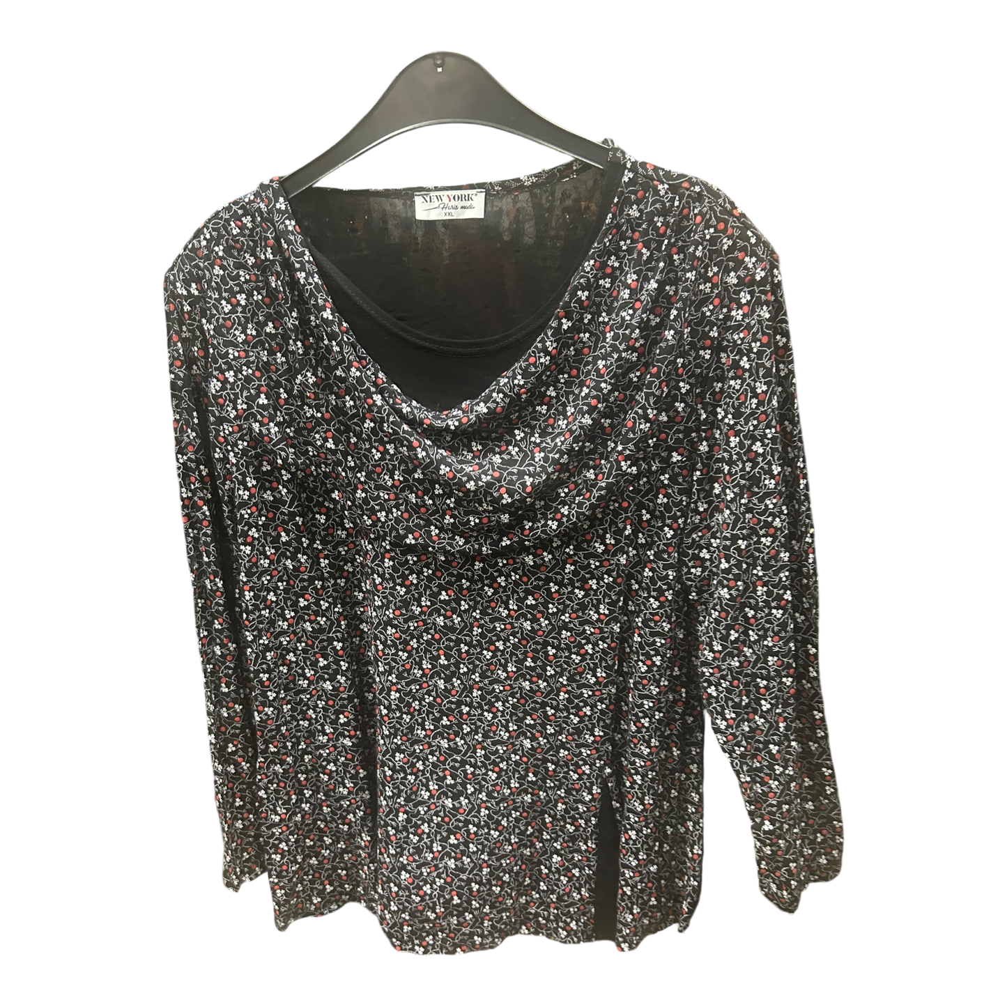 New York Bluse schwarz mit Blumenmuster Größe XXL