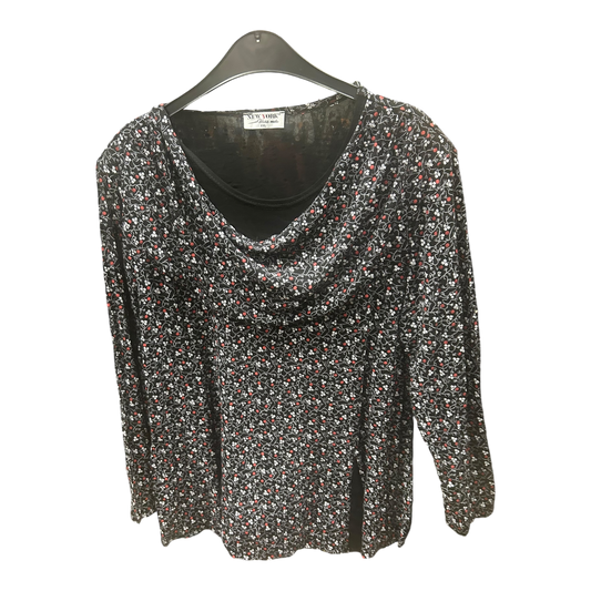 New York Bluse schwarz mit Blumenmuster Größe XXL