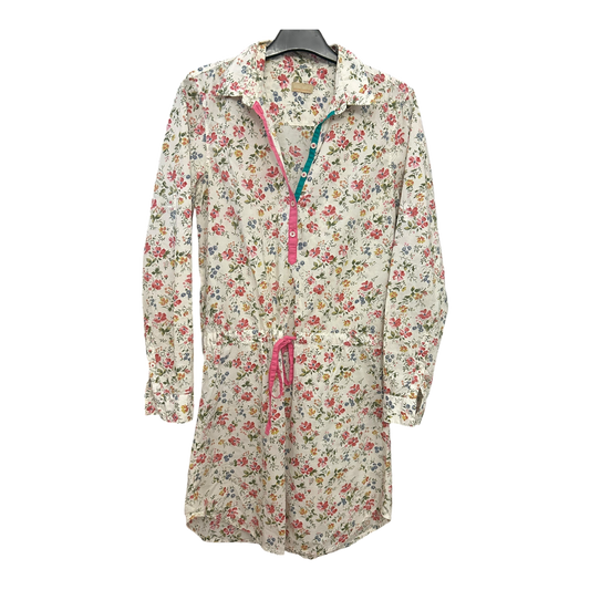 Napapijri Kleid Damen Dress Damenkleid Gr. S Beige Blumenmuster Sommer Look Neu