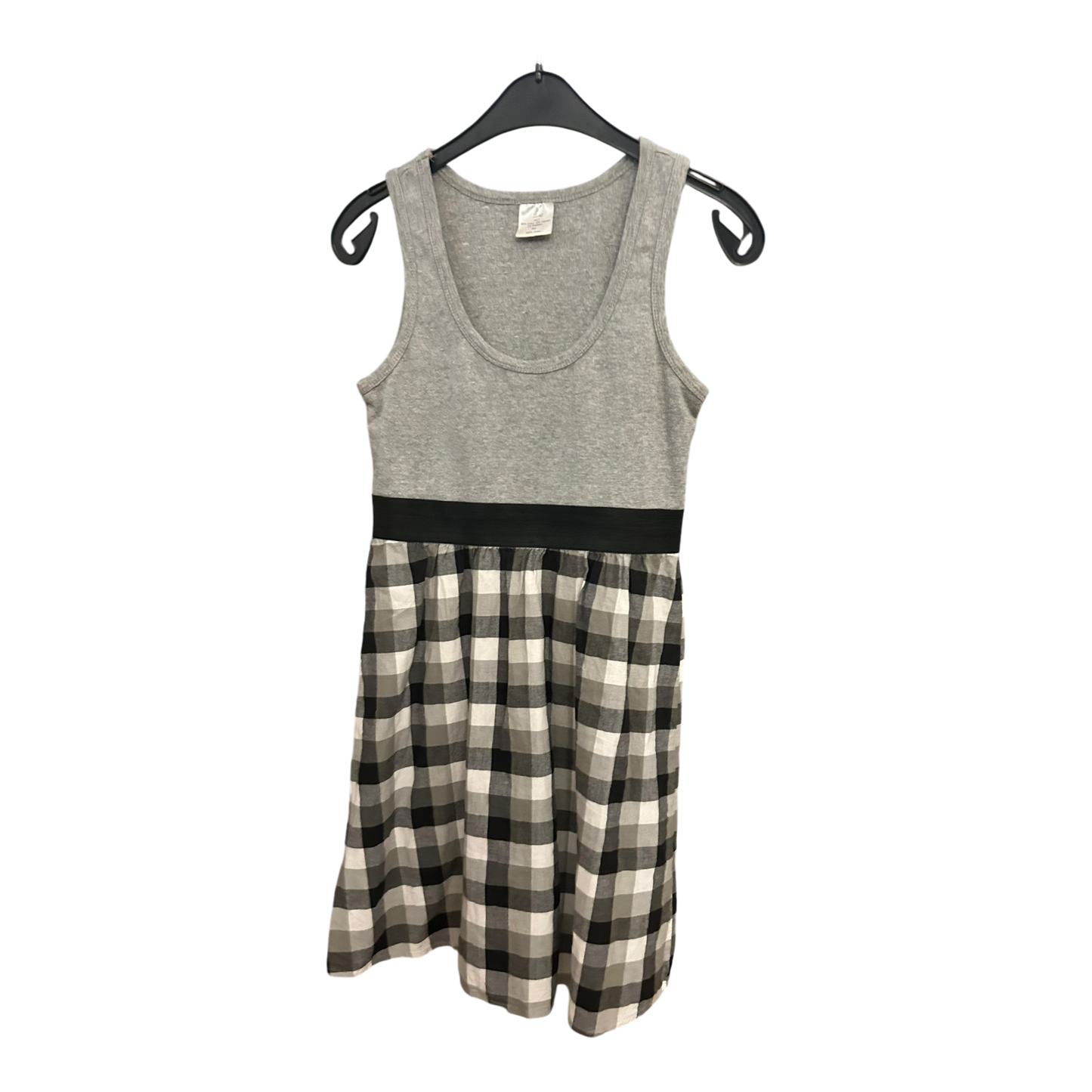 Kleid Damen Dress Damenkleid Gr. 38 Grau Schwarz Karos Stretch Baumwolle Sommer