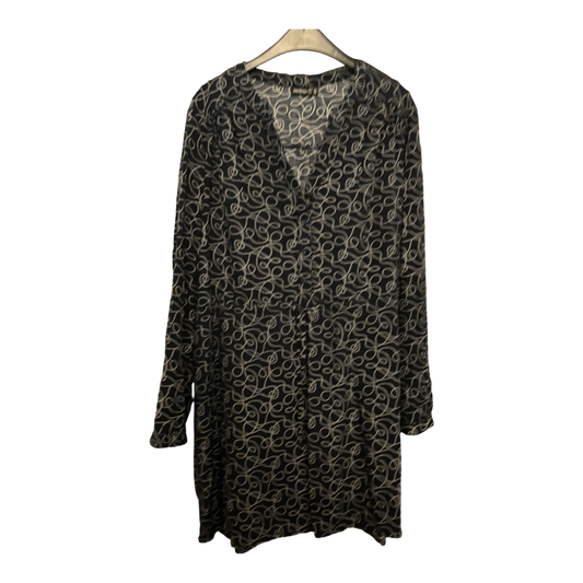 Janina Kleid 46 Dunkelblau Boho Blumenmuster Viskose Tunika Look Sommer