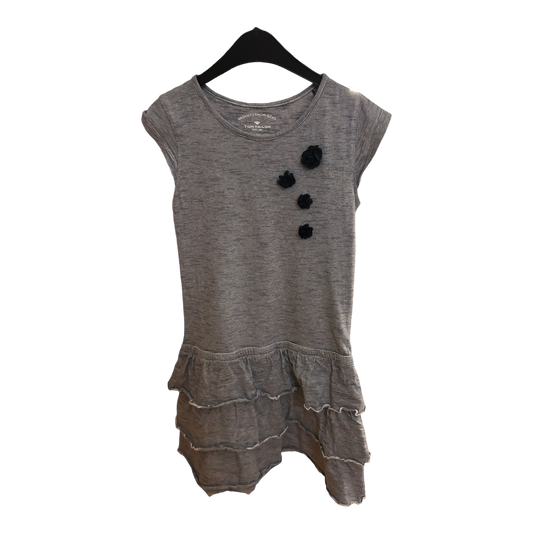 Tom Tailor Kleid Mädchen Dress Kinderkleid Gr. 128 Grau Blau Streifen Baumwolle