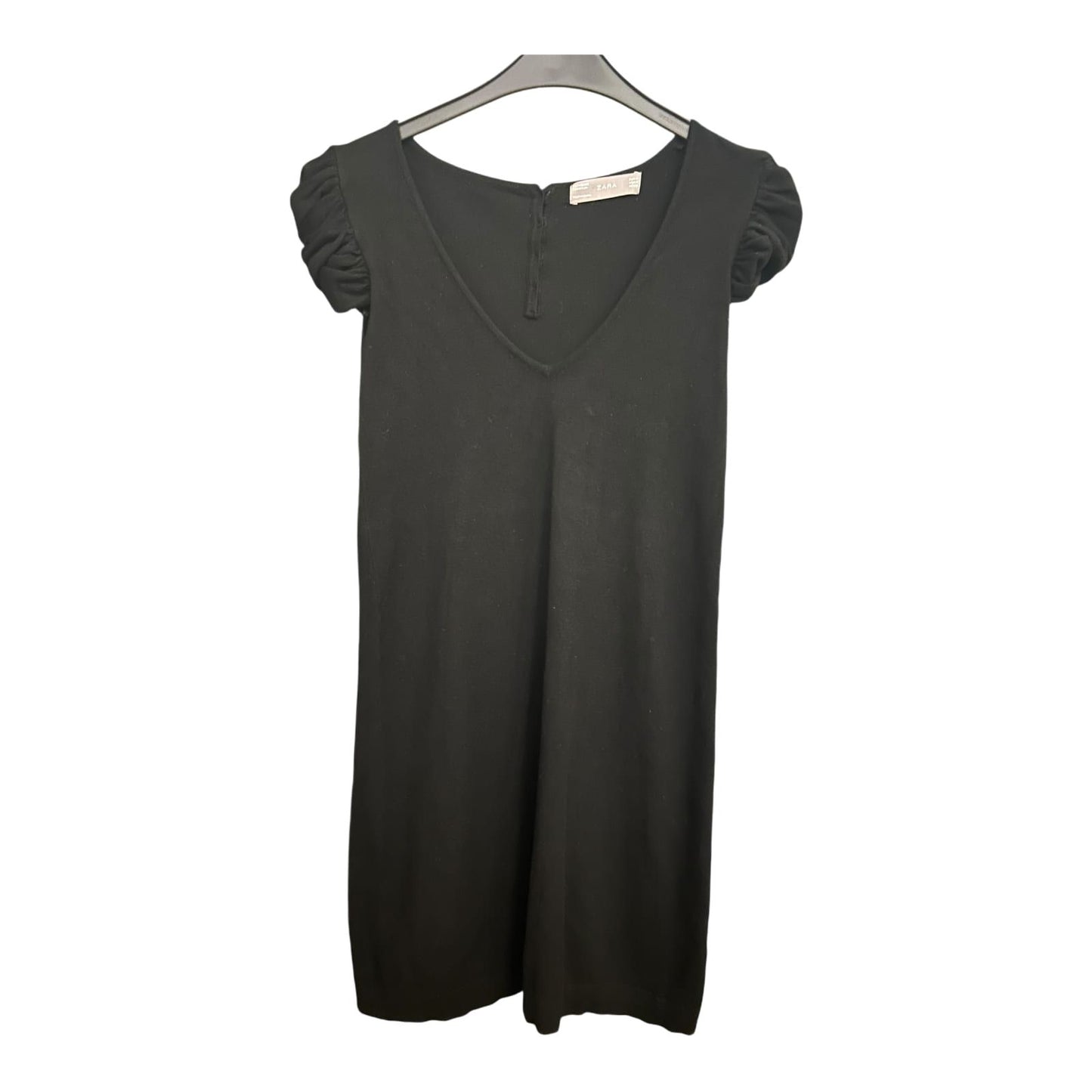 Zara Kleid Damen Dress Damenkleid Gr. M Schwarz V-Ausschnitt Kurzarm Elegant Neu