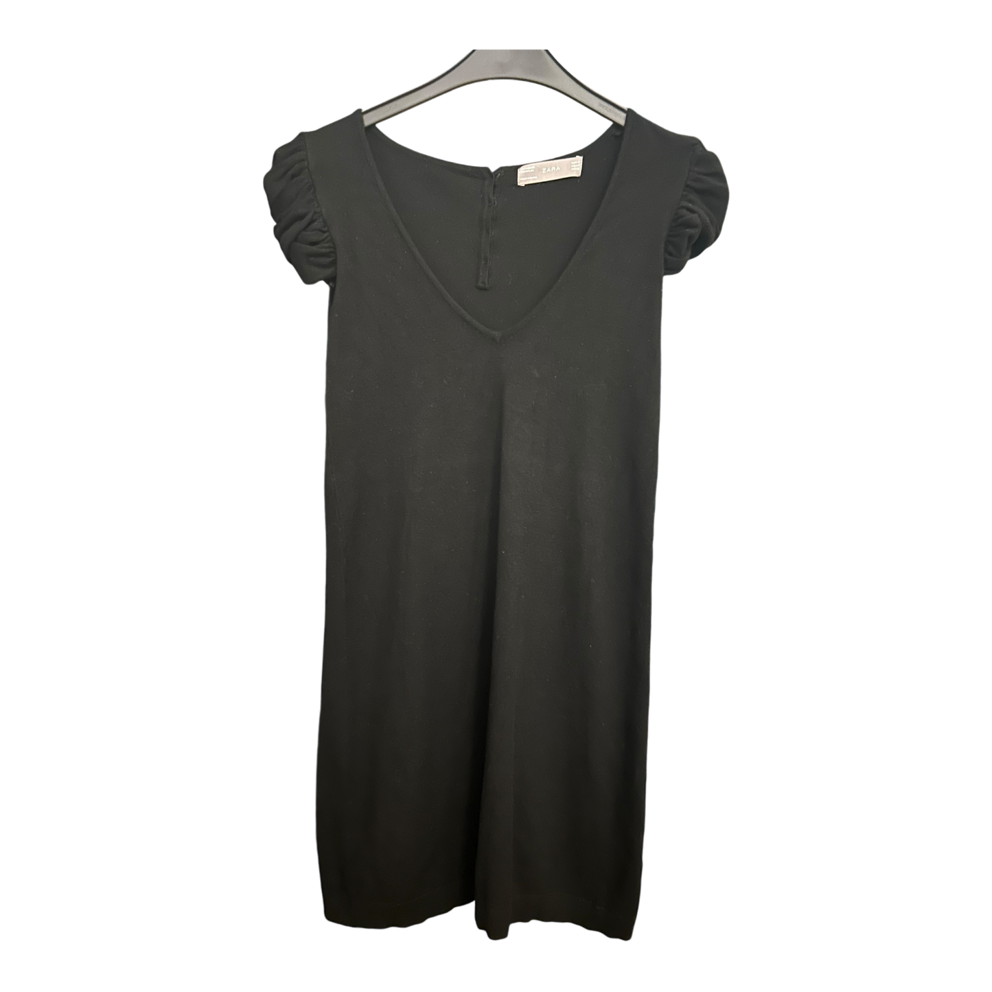 Zara Kleid Damen Dress Damenkleid Gr. M Schwarz V-Ausschnitt Kurzarm Elegant Neu