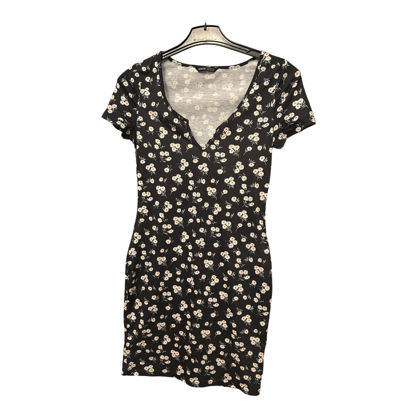 Shein Kleid Damen Dress Damenkleid Gr. M Schwarz Blumenmuster Stretch Sommer Neu