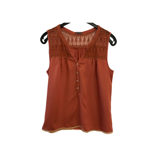 Street One Bluse Damen Gr XL Braun Sommerbluse Elegant Schlicht Ärmellos Chic