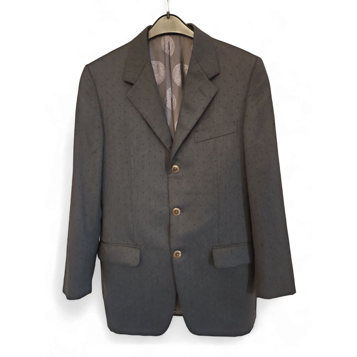 Gianni Versace Jacke Gr 50 Herren Sakko Luxus Grau Glänzend Hochwertig Elegant