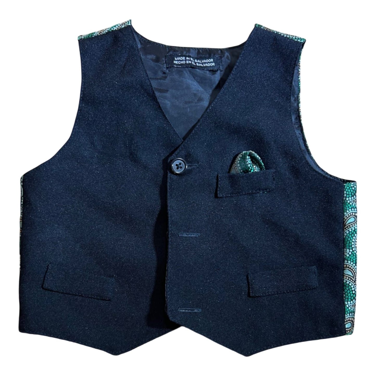 Jungen Weste schwarz mit grünem Muster Größe 74