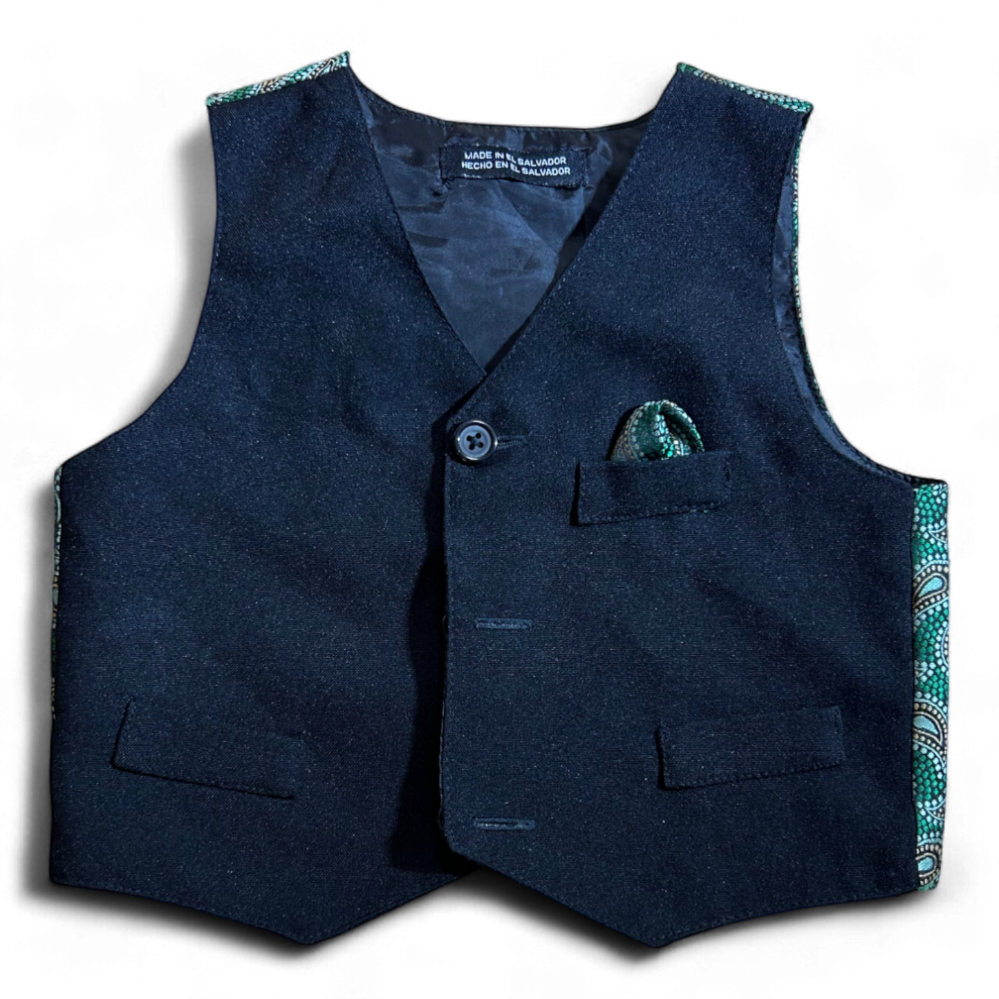 Jungen Weste schwarz mit grünem Muster Größe 74