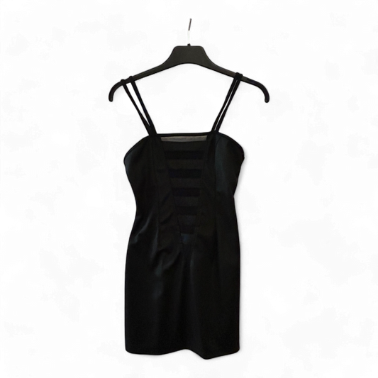 Kleid Damen Dress Damenkleid Gr. S M Schwarz Netz Einsatz Stretch Elegant Look