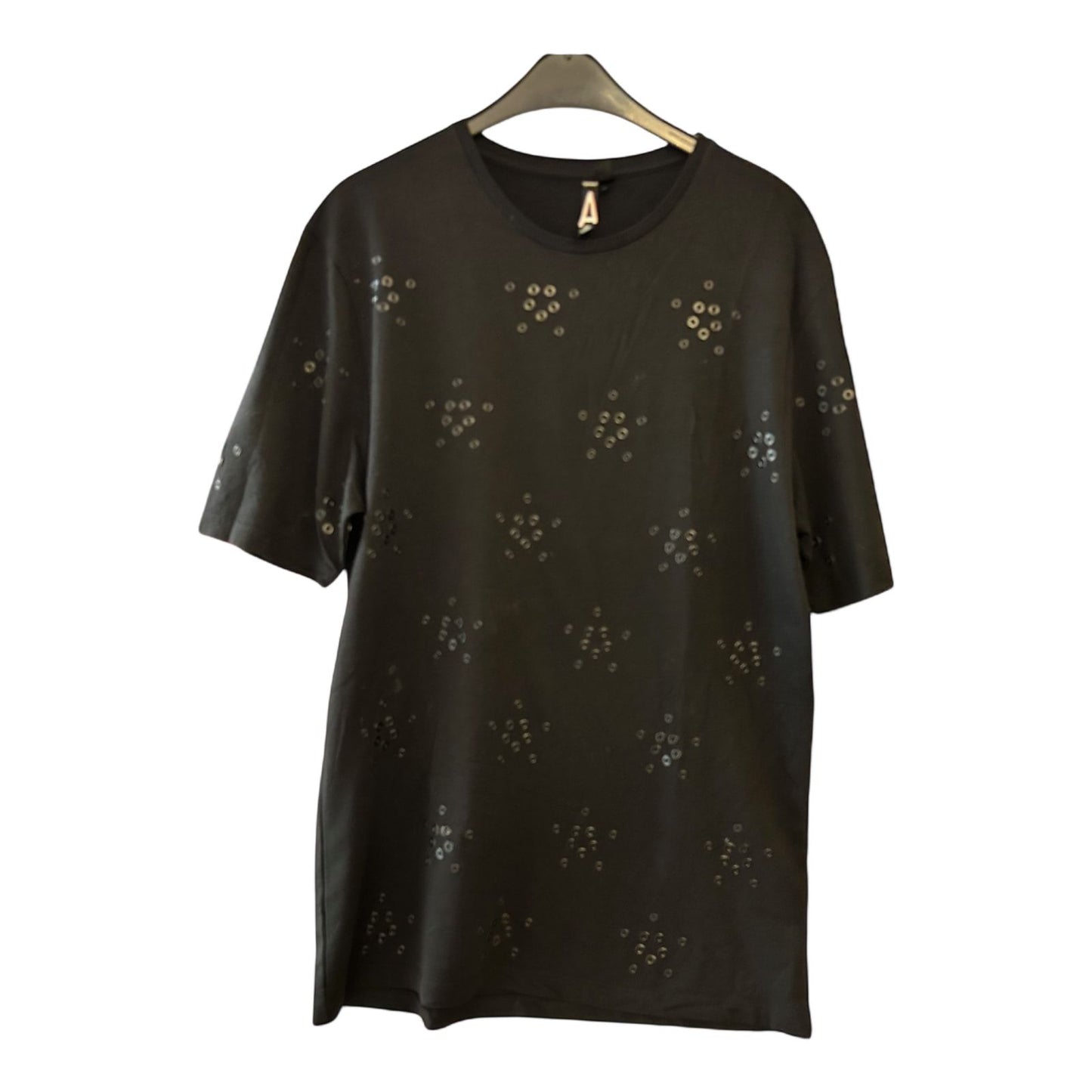 Topman Longshirt/T-Shirtkleid schwarz mit Applikationen Größe L