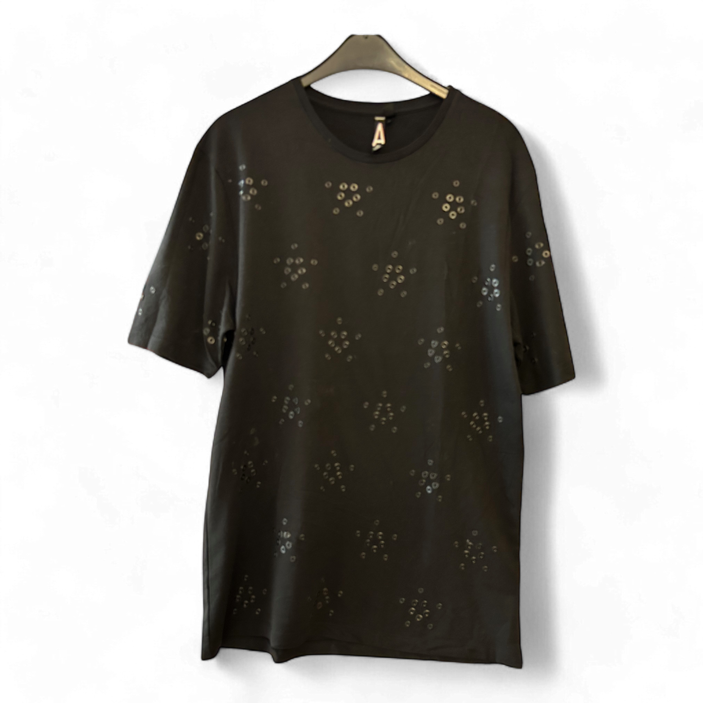 Topman Longshirt/T-Shirtkleid schwarz mit Applikationen Größe L