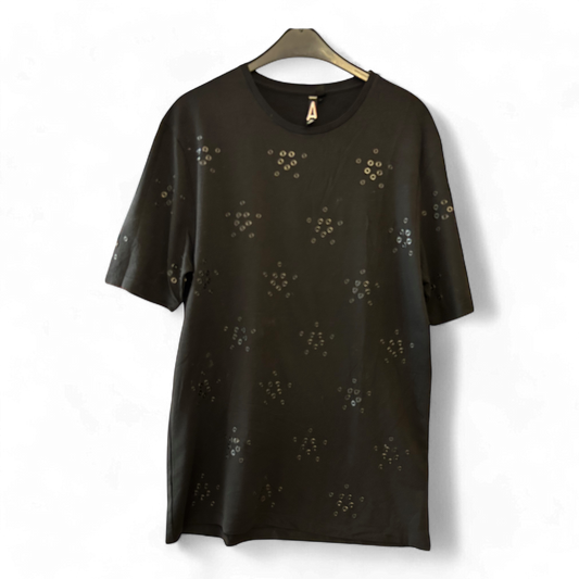 Topman Longshirt/T-Shirtkleid schwarz mit Applikationen Größe L