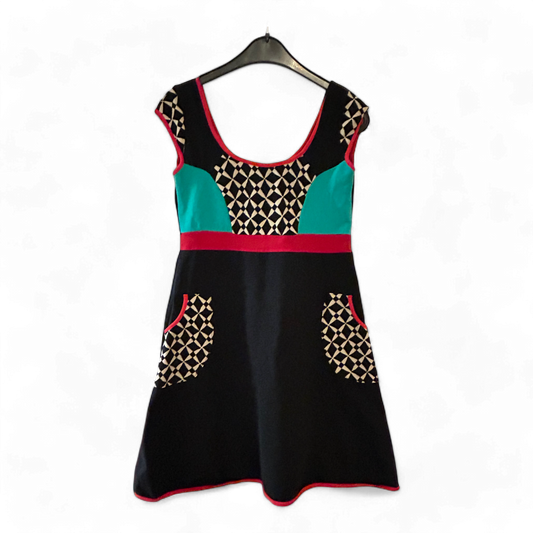 Kleid Damen Dress Damenkleid Gr. S M Schwarz Netz Einsatz Stretch Elegant Look