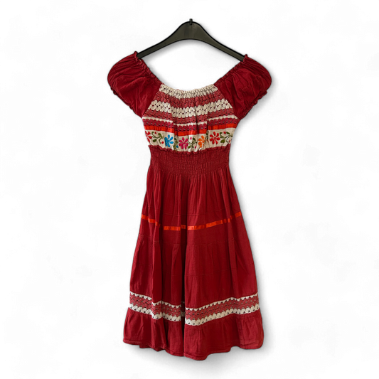 Stretchkleid Damen Dress Damenkleid Gr. XS Rot Baumwolle Elegant Sommer Minimal