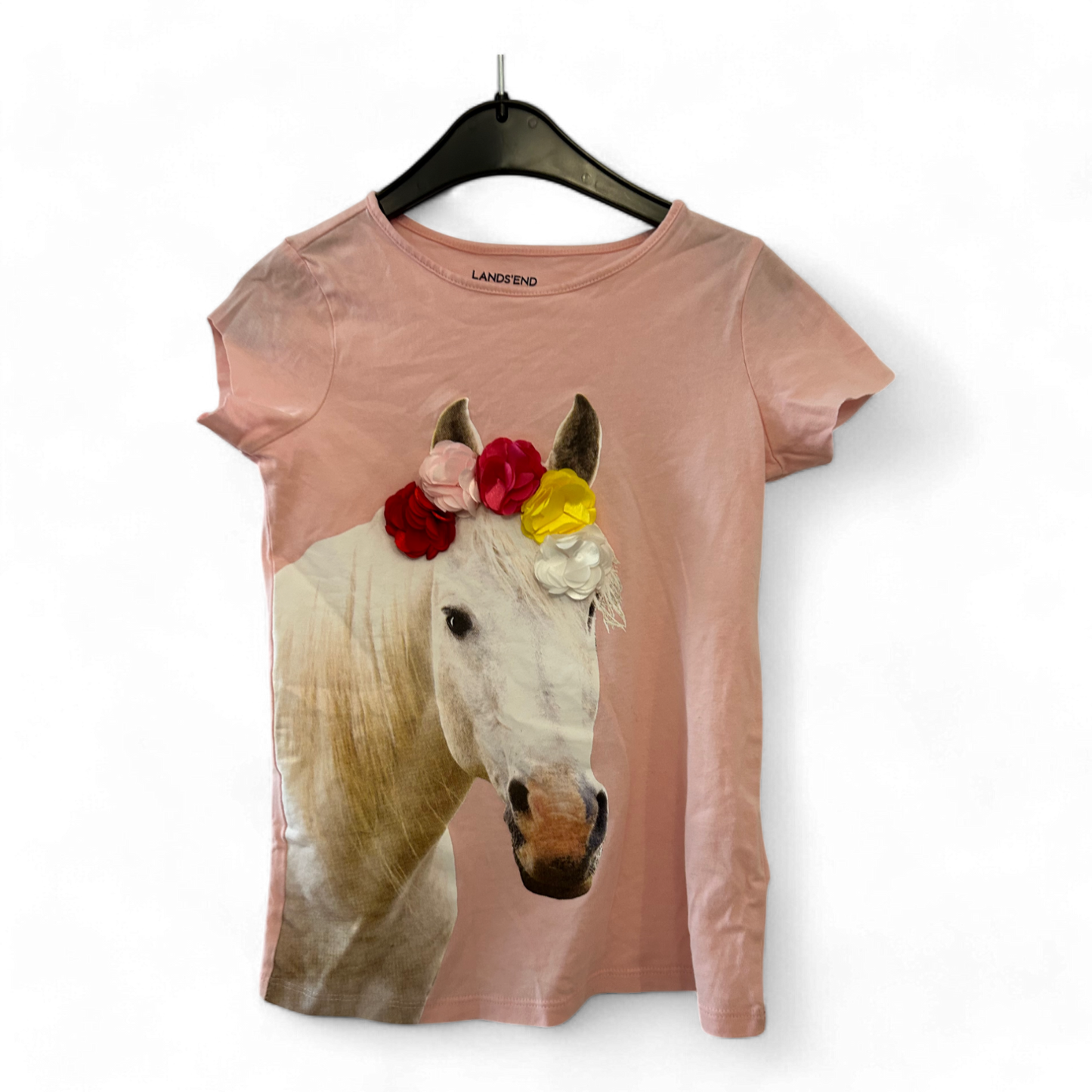 LANDS'END T-Shirt Mädchen rosa Pferde  Gr. 122