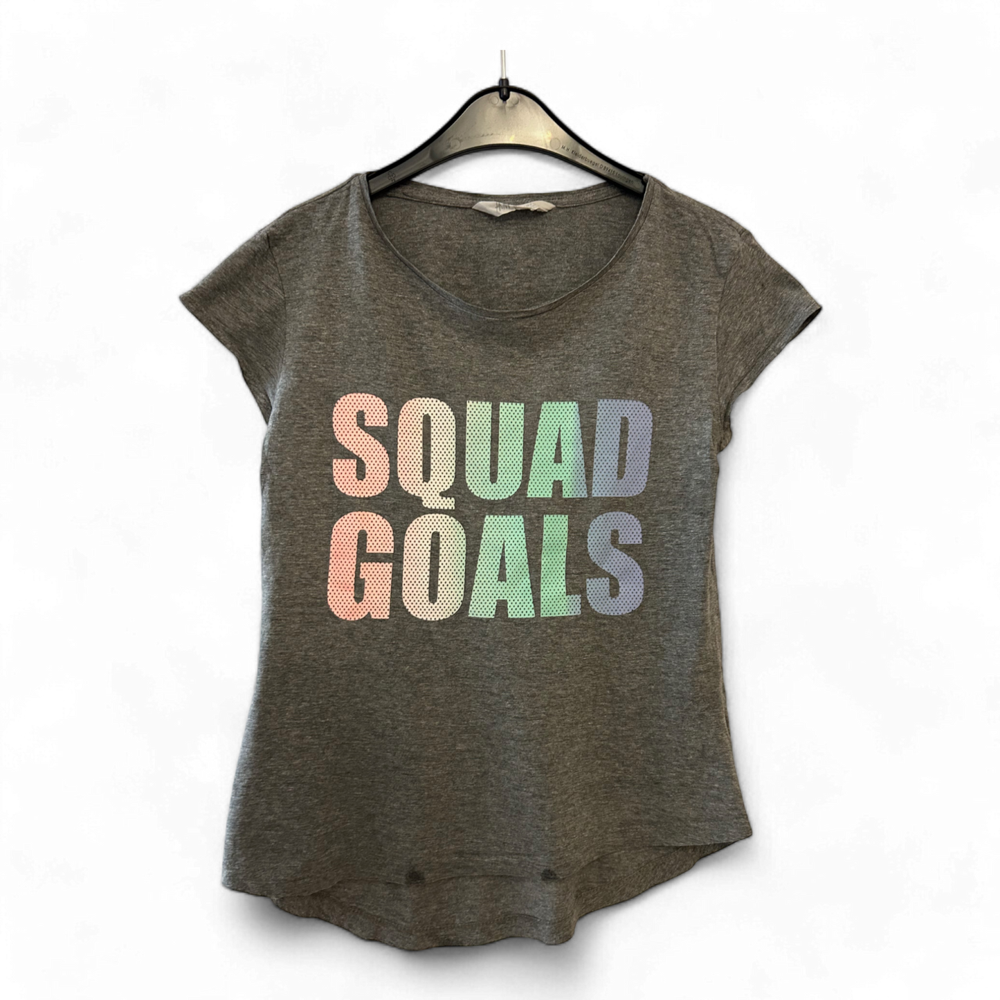 H&M T-Shirt Teens mit Print grau Größe 158