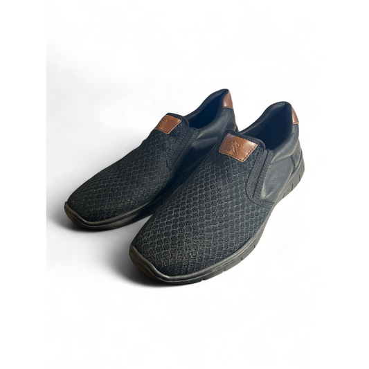 Rieker Herrenhalbschuhe Slipper asphaltschwarz Größe 46 wie neu!