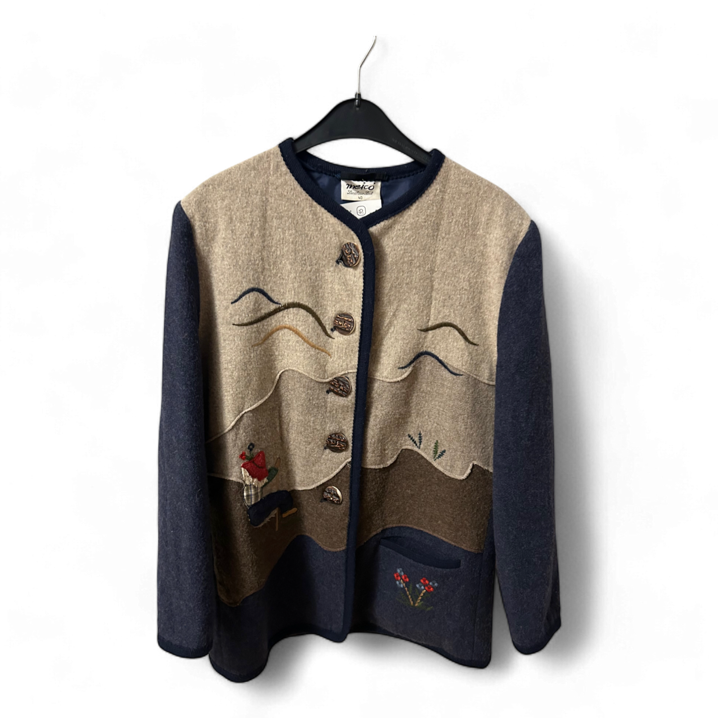 Meico Landhaus Damen Trachtenjacke Janker blau Größe 40