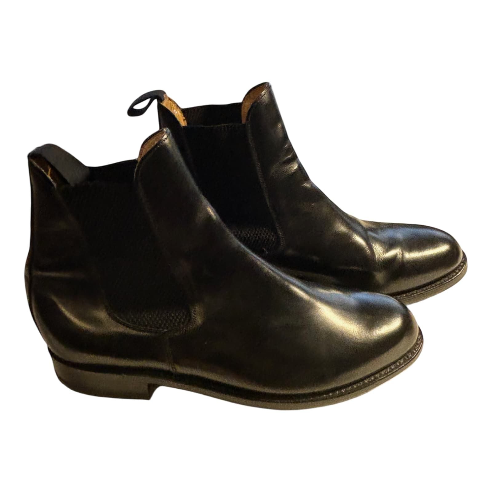 Sanders Chelsea Boots Schwarz Leder Goodyear Welted Herren Gr 42,5 UK 8,5