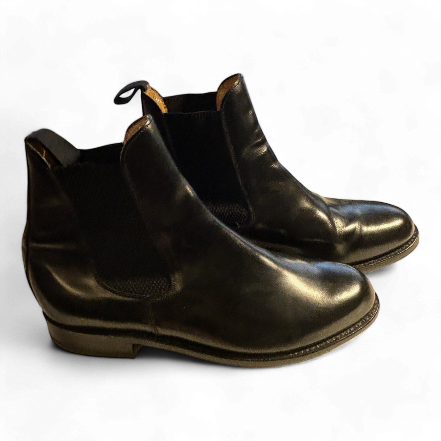 Sanders Chelsea Boots Schwarz Leder Goodyear Welted Herren Gr 42,5 UK 8,5