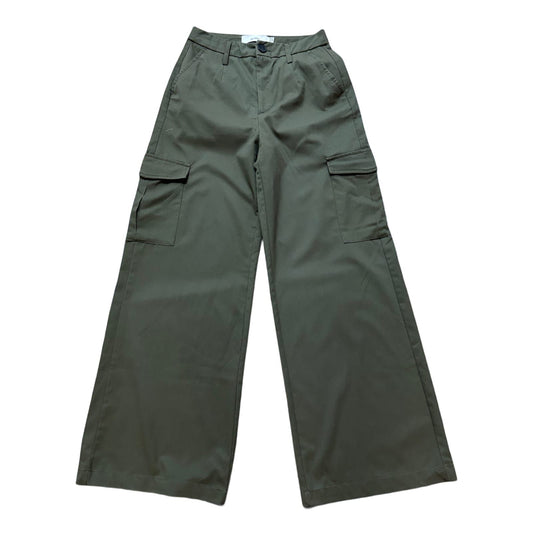 Bershka Damen Cargo-Hose Khaki weites Bein Größe 38