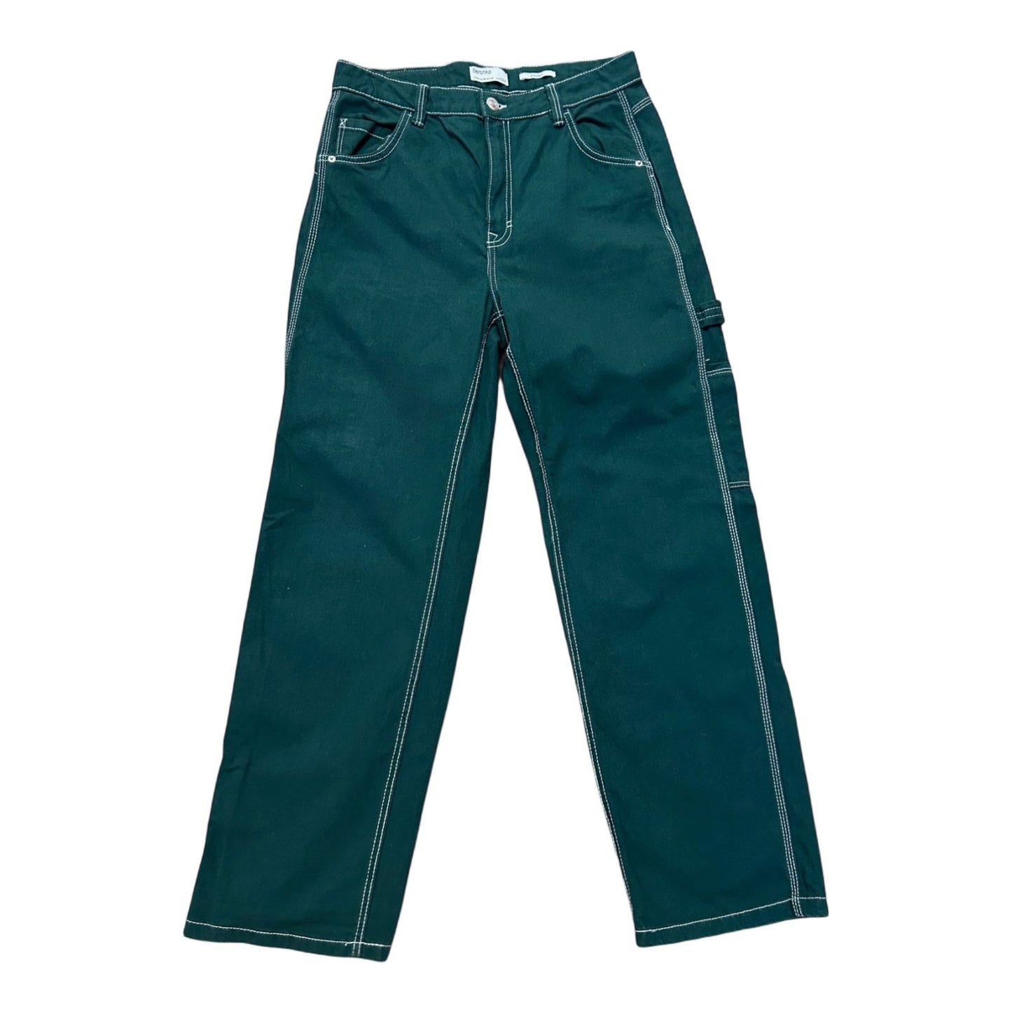 Bershka Damen Baggy-Hose Grün Größe 40 - wie neu!