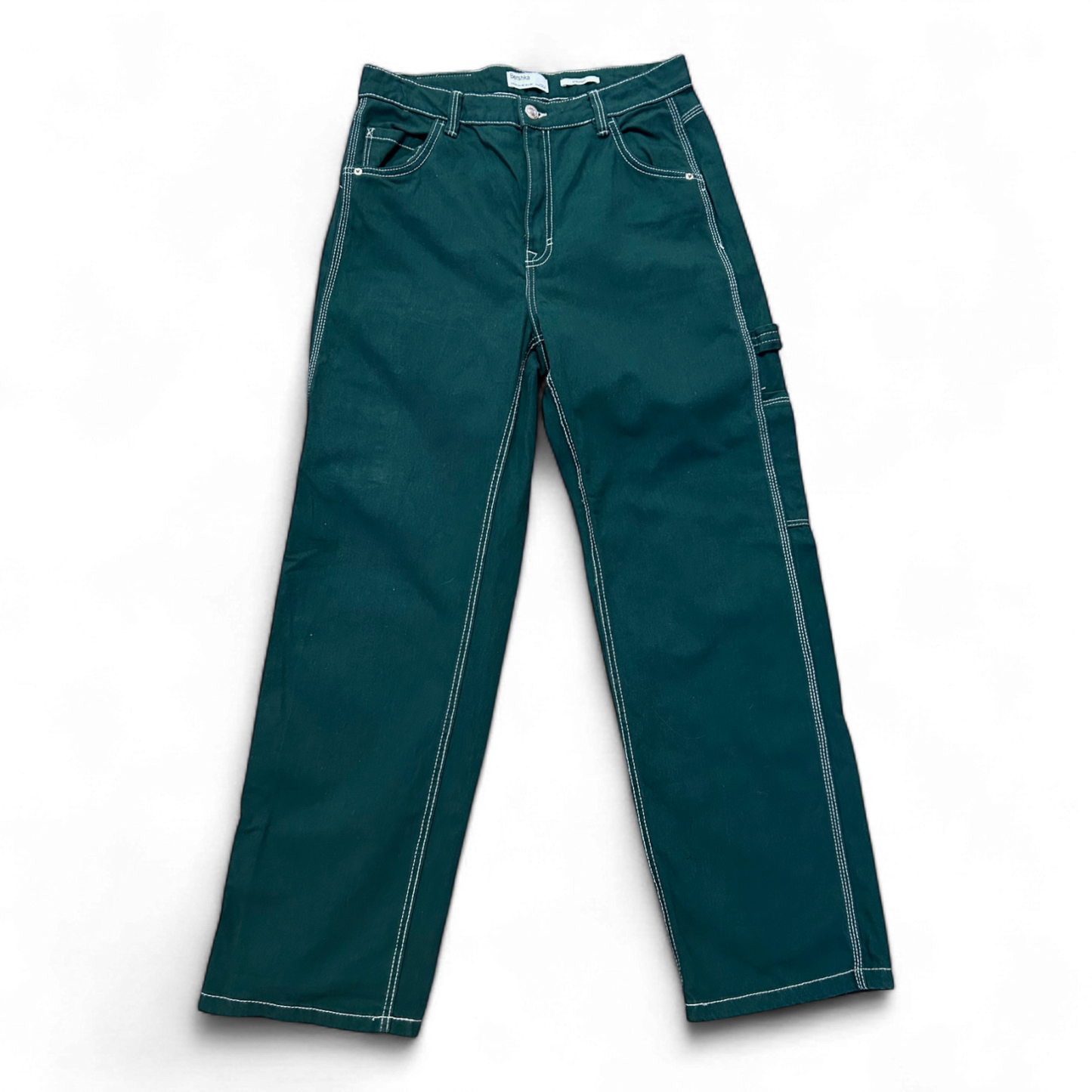 Bershka Damen Baggy-Hose Grün Größe 40 - wie neu!