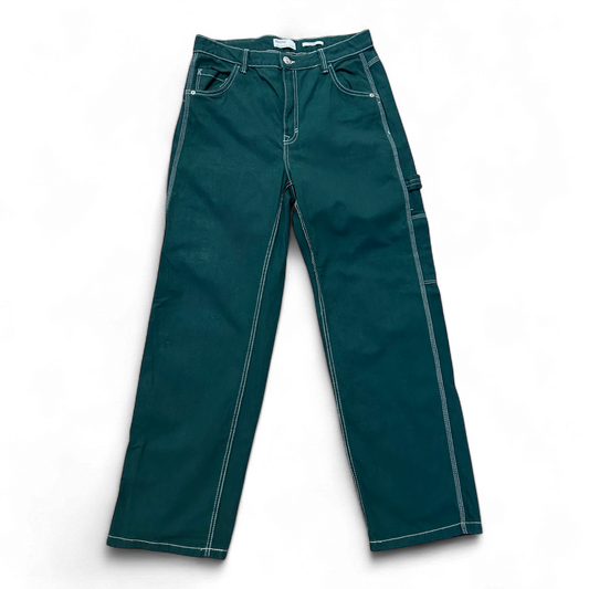 Bershka Damen Baggy-Hose Grün Größe 40 - wie neu!