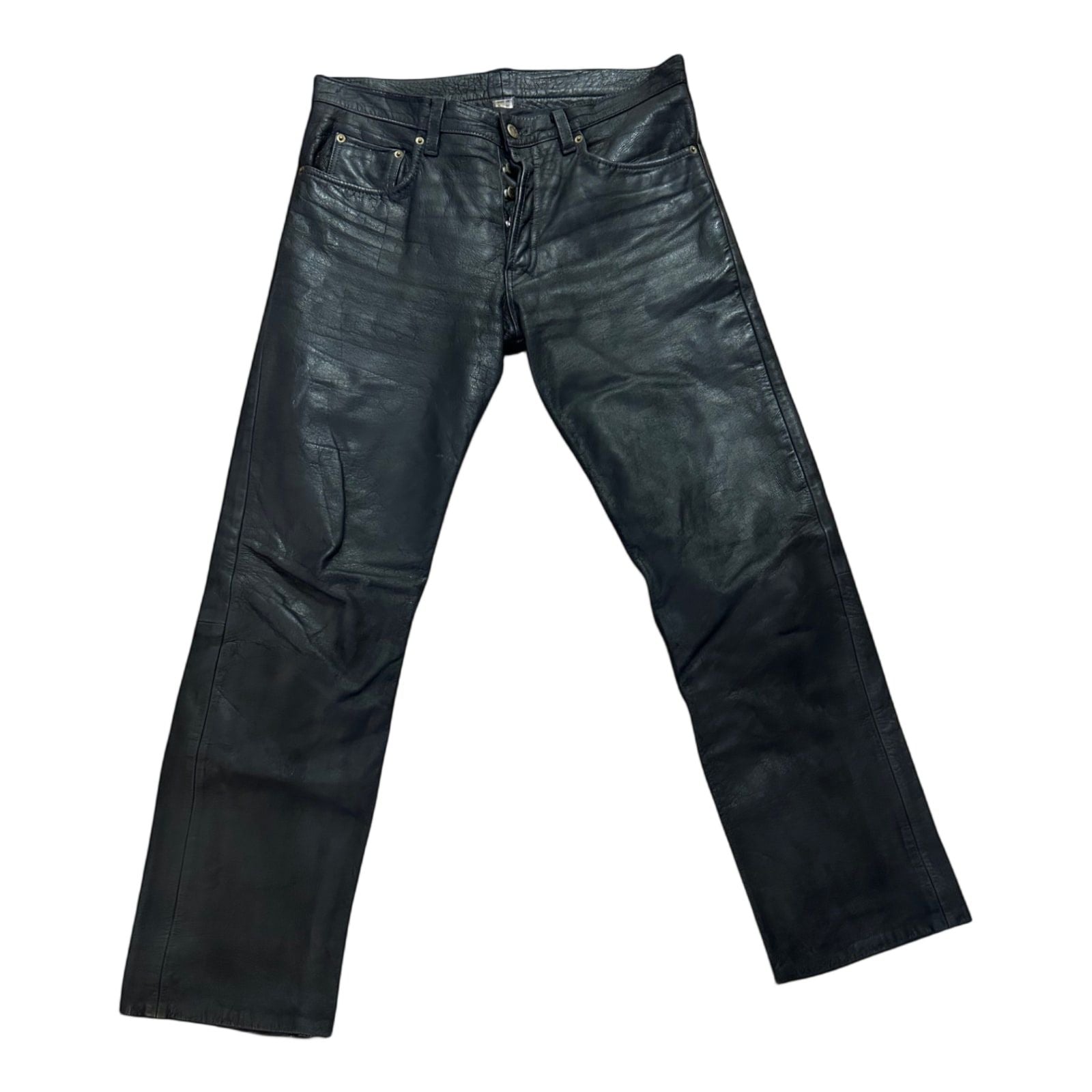 Motorradhose Leder Schwarz Herren Größe 50 Robust Sicher