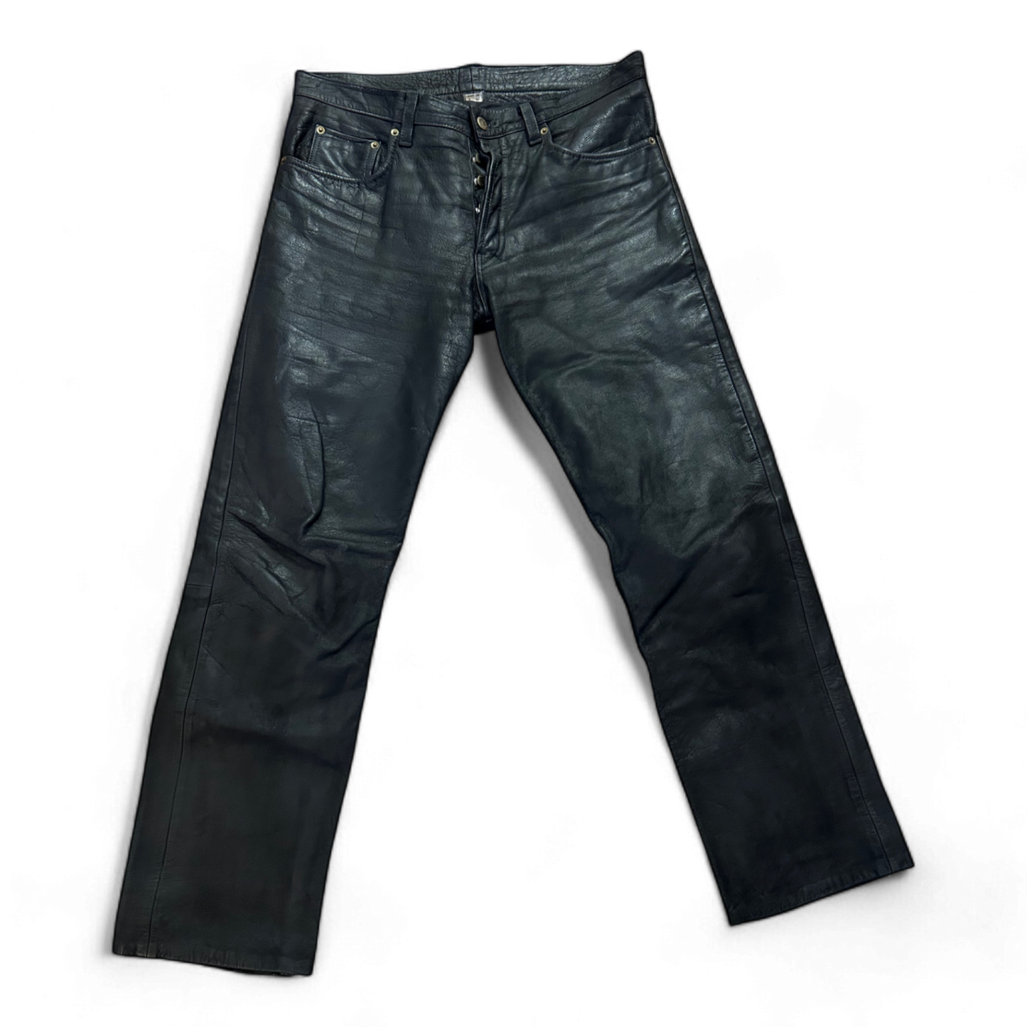 Motorradhose Leder Schwarz Herren Größe 50 Robust Sicher