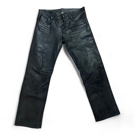 Motorradhose Leder Schwarz Herren Größe 50 Robust Sicher