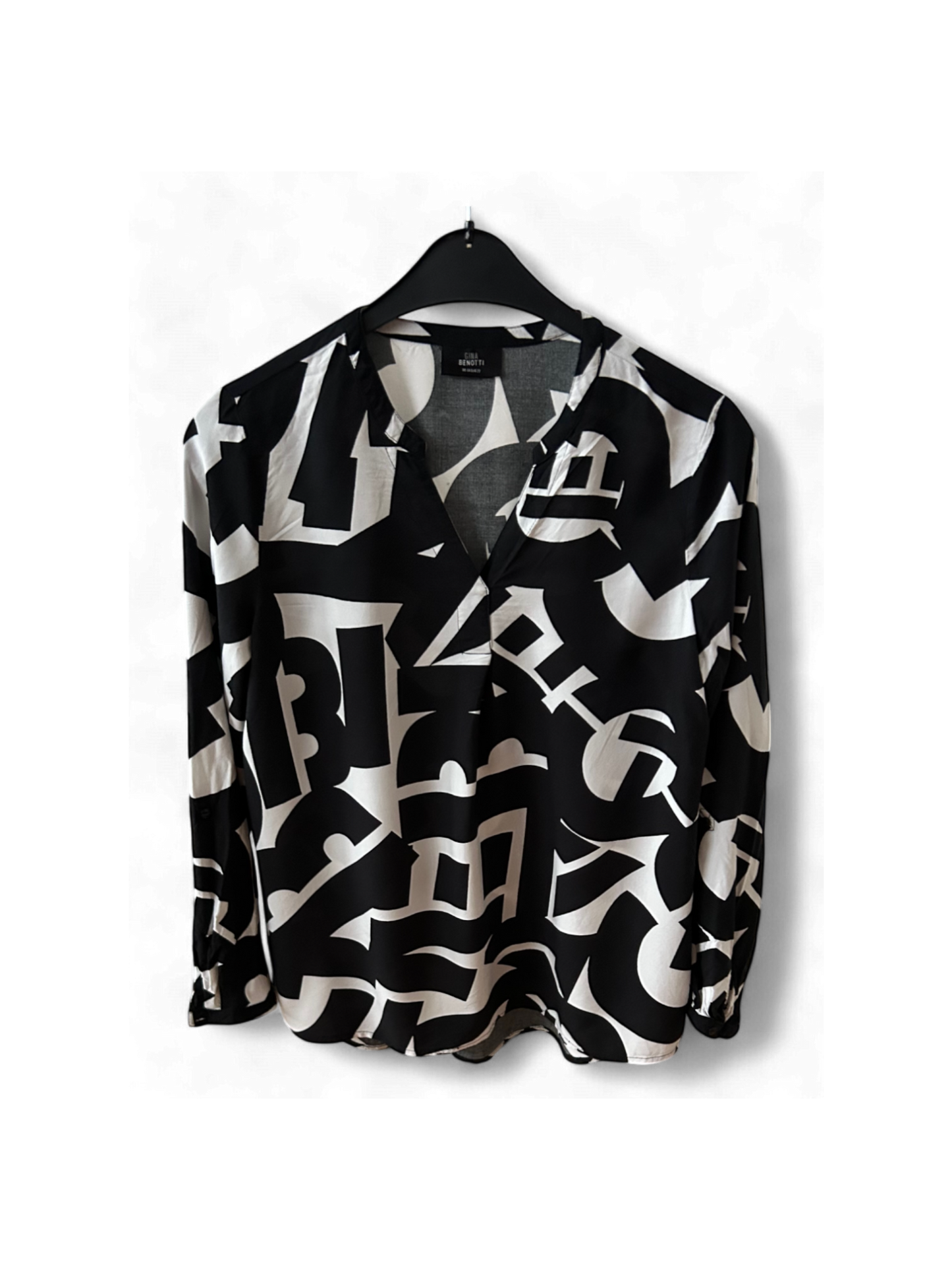 Elegante Gina Benotti Damen-Bluse aus Viskose, Schwarz-Weiß, Gr. M