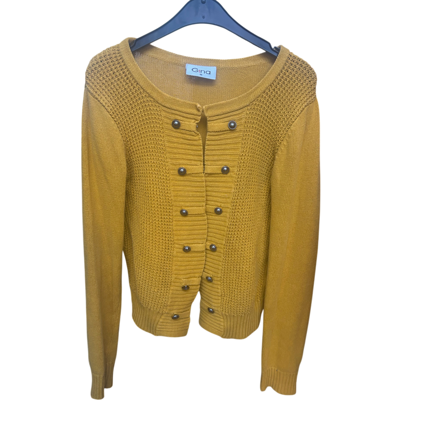 Gina Strickjacke | Senfgelb | Gr. 36 | Knopfdetails | Damen