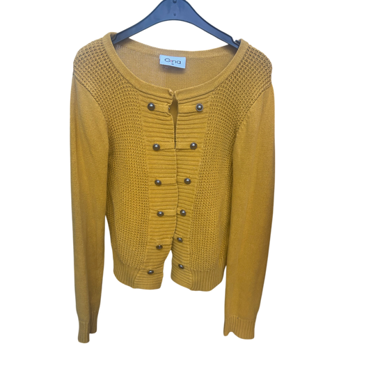Gina Strickjacke | Senfgelb | Gr. 36 | Knopfdetails | Damen